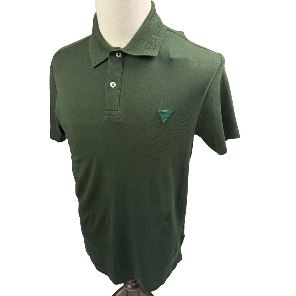 Guess Los Angeles Mens Extra Slim Fit Polo Shirt Forest Green Medium NEW
